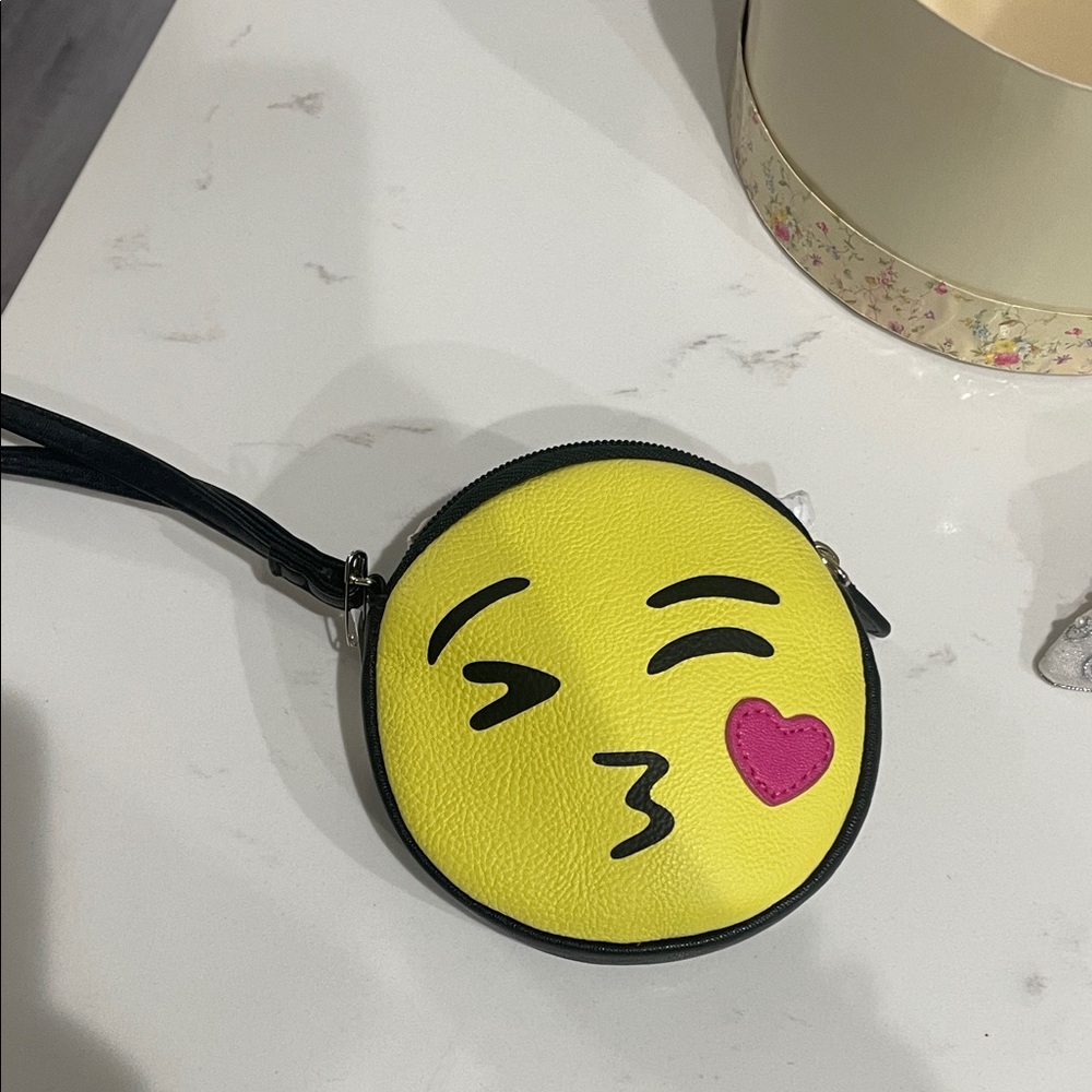 Yellow Emoji Kiss Face Wristlet